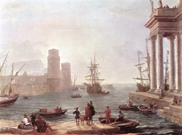 フェアチの地からユリシーズが出発する港の風景 クロード・ロラン・ビーチ Oil Paintings